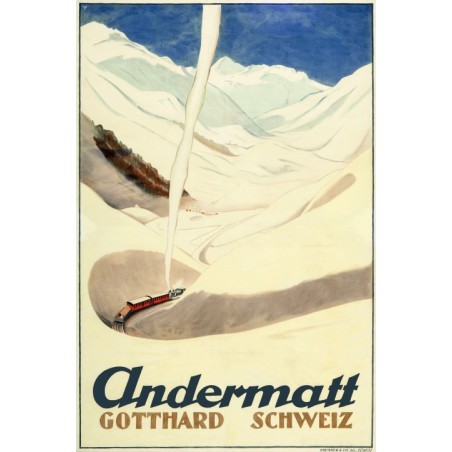 4836_RJ291AndermattGotthardSnowTrainOriginalSkiPosterAfficheOriginale